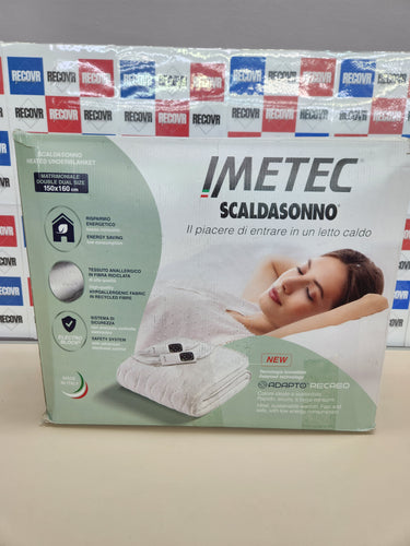 Imetec Adapto Recreo, Calientacamas doble 150 x 160 cm, Calentamiento rápido, Temperatura constante y personalizable, Tejido acolchado hipoalergénico lavable, Made in Italy, Control 6 temperaturas